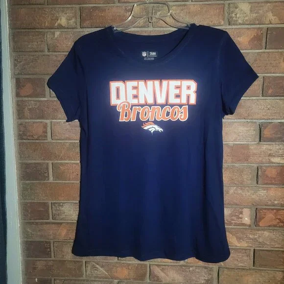 NWOT Denver Broncos Women's Round Neck Short Sleeve T-Shirt - Navy Size L - Picture 6 of 9